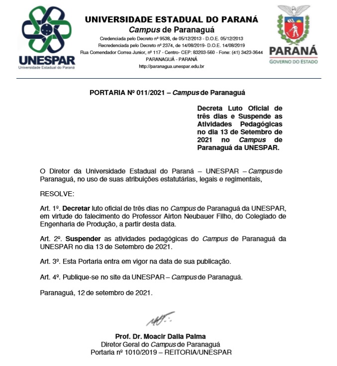 c84ba41a-sem-título Unespar decreta luto oficial de três dias e suspende aulas nesta segunda-feira (13) no campus de Paranaguá